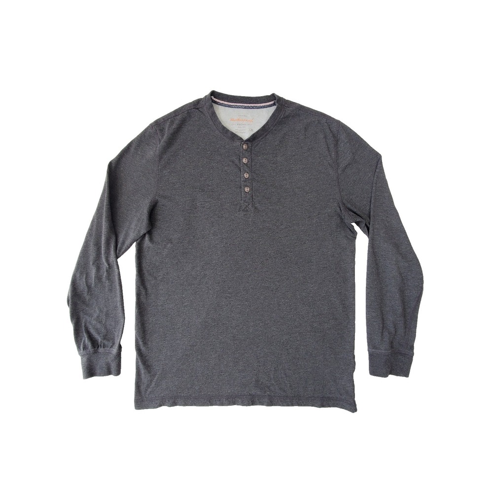 Weatherproof Vintage Henley Shirt Mens Large Gray Long Sleeve Casual